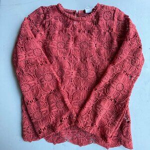 Art Class Crochet Bell Sleeve Top Orange Boho Hippie Girls XXL 18 Fits Womens XS